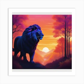 Lion At Sunset Art Print