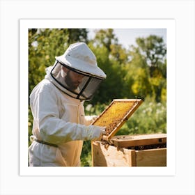 Beekeeper In Beehive 1 Art Print