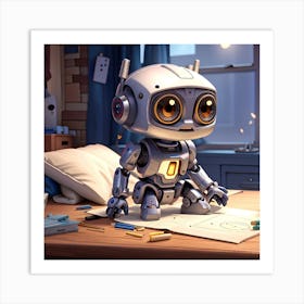 Robot Drawing Art Print