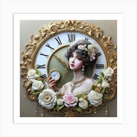 Victorian Clock Painting Art Print