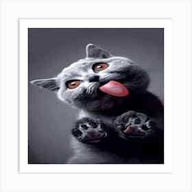 Cat Licking Its Tongue Art Print