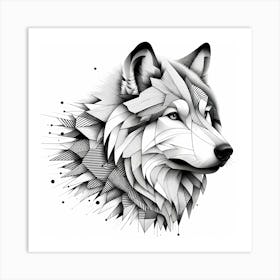 Wolf - Abstract Line Art Illustration 231 Art Print