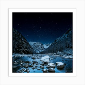 Firefly 8k, Top Quality, Pitch Black, Midnight, Dark Night, Snow Covered, Mountain Forests, Deep Val (9) Art Print