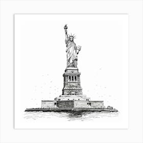 A Statue Of Liberty In New York Hand Drawn Sketc 1719922810 4 Art Print