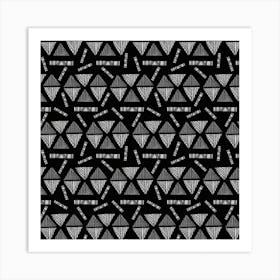 Tribal Triangles Shapes Gray Black Art Print