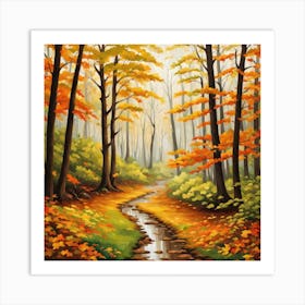 Forest In Autumn In Minimalist Style Square Composition 357 Art Print