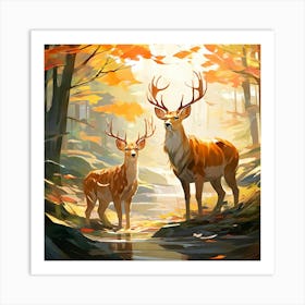 Deer In The Forest Art Print