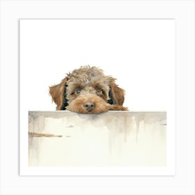 Dog Peeking Over The Wall 21 Art Print