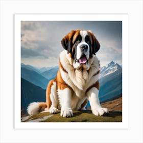 St Bernard Dog 32 Art Print