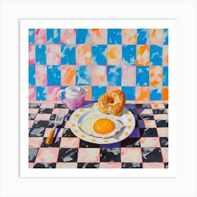 Continental Breakfast Pastel Checkerboard 3 Art Print