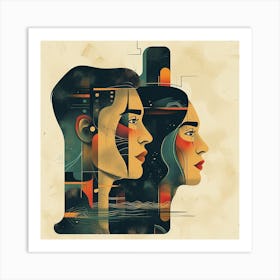 Portrait Of Man And Woman 1 Art Print