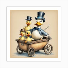 Ducks In A Carriage 5 Art Print