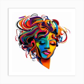 Colorful Woman'S Face 1 Art Print