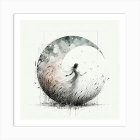 Moon And The Grass Art Print