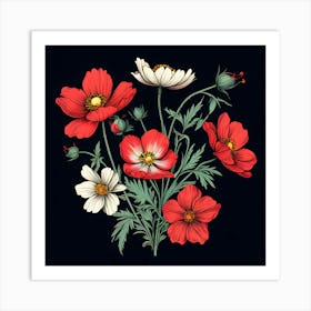 Red And White Poppies Art Print