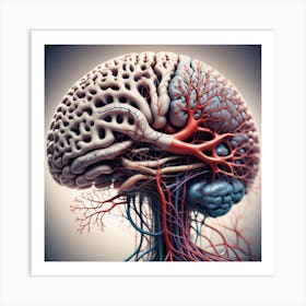 Human Brain With Blood Vessels 25 Art Print