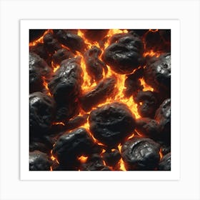 Black Coal On Fire 1 Art Print