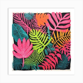 Tropical Leaves Dark Background Art Print