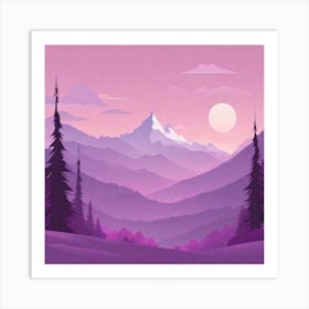 Misty mountains background in purple tone 57 Art Print