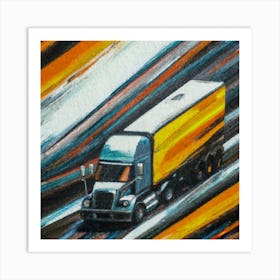 Semi Truck On The Road Art Print