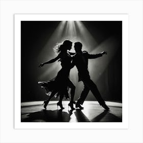 Silhouette Of A Couple Dancing Art Print