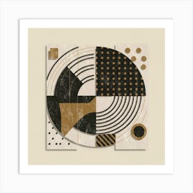 Bauhaus style rectangles and circles in black and white 9 Art Print