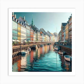 Canal In Copenhagen Art Print