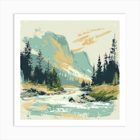 Yosemite Landscape Painting Art Print