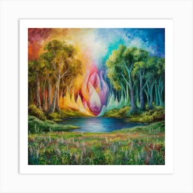 Rainbow In The Forest Art Print