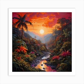 Sunset In The Rainforest 1 Art Print