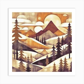 Firefly An Illustration Of A Beautiful Majestic Cinematic Tranquil Mountain Landscape In Neutral Col (77) Art Print