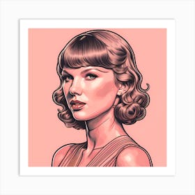 Taylor Swift Side Profile Pink Art Print