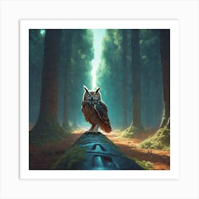 Owl In The Forest 82 Art Print