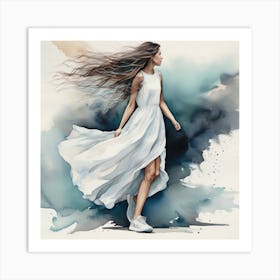 Girl In White Dress Art Print