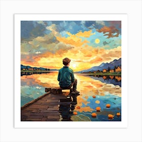 Sunset At The Dock Art Print