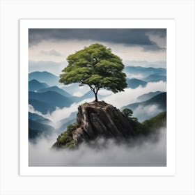 Single Tree On Top Of The Mountain (33) Art Print