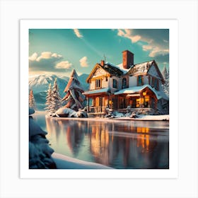 House By The Lake Art Print