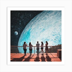 People Looking At A Planet Art Print