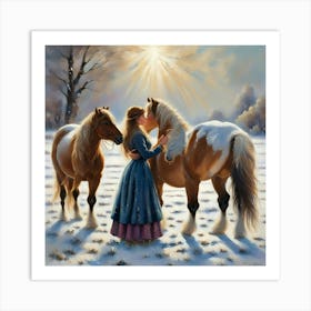 Kissing Horses Art Print