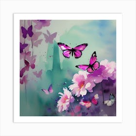 Butterflies In The Garden 3 Art Print