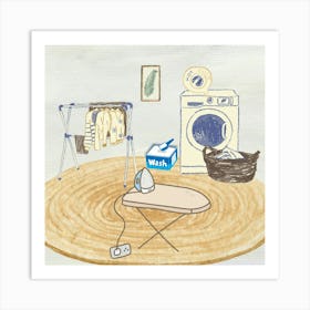 Laundry Washroom illustration Art Print