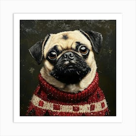 Holidays Pug 7 Art Print