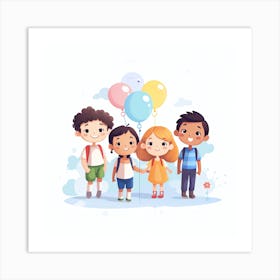 Children With Balloons Art Print