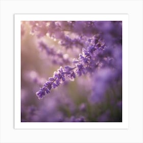 A Blooming Lavender Blossom Tree With Petals Gently Falling In The Breeze Art Print