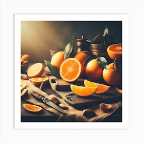 Oranges On A Table Art Print