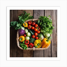 Fresh Vegetables In A Basket Art Print