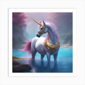 Unicorn In The Water 5 Art Print