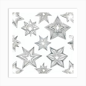 Stars On A White Background Art Print