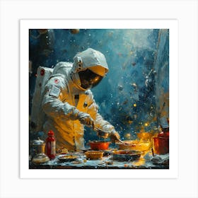 Astronaut Cooking In Space Art Print