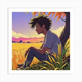 Boy In The Field Art Print